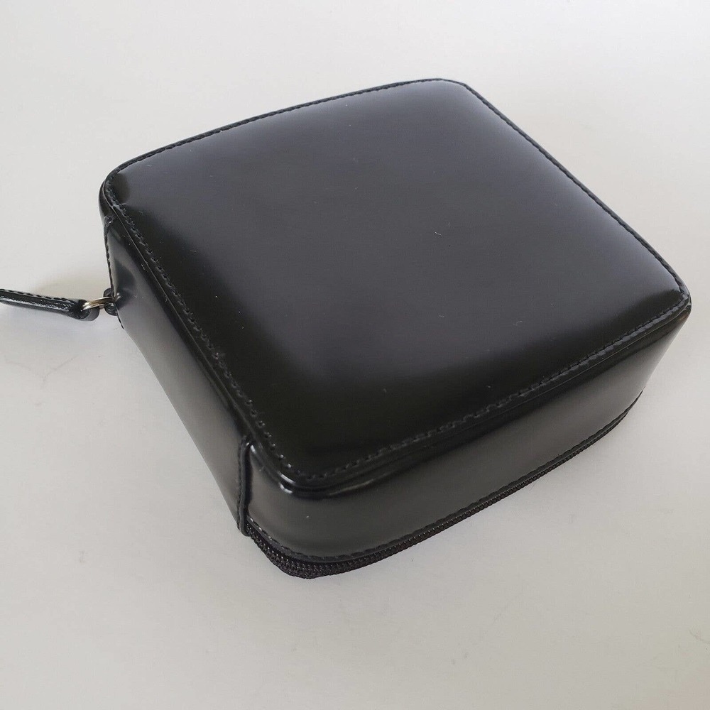 Gucci Black Smooth Leather Square Case Cosmetic Bag Pouch Zip Around 4x5" - Picture 4 of 11